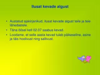 ilusat kevade algust
