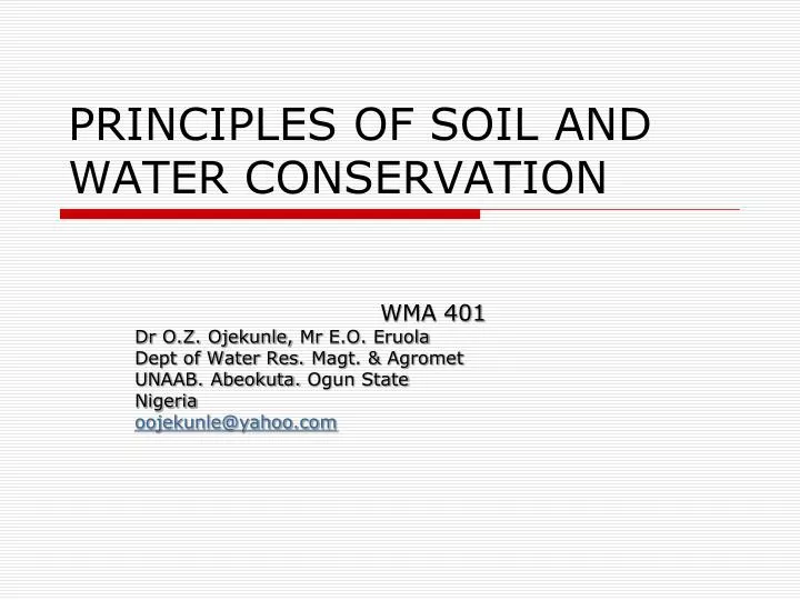 principles of soil and water conservation