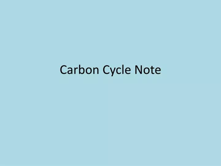 carbon cycle note