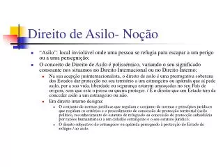 direito de asilo no o