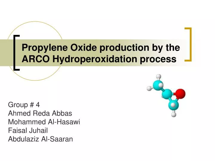 propylene oxide production by the arco hydroperoxidation process