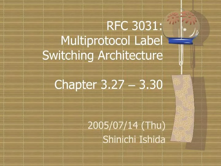 rfc 3031 multiprotocol label switching architecture chapter 3 27 3 30