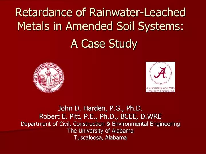 retardance of rainwater leached metals in amended soil systems a case study