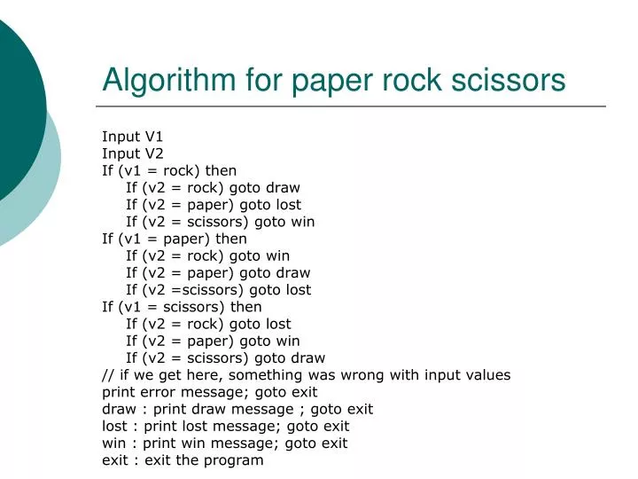 algorithm for paper rock scissors