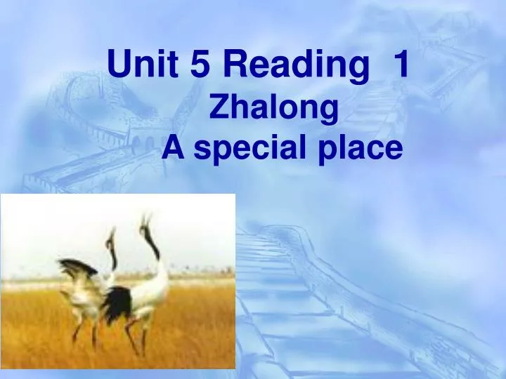 unit 5 reading 1 zhalong a special place