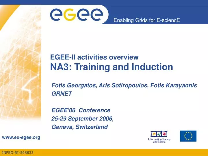 egee ii activities overview na3 training and induction