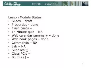 CIS 90 - Lesson 15