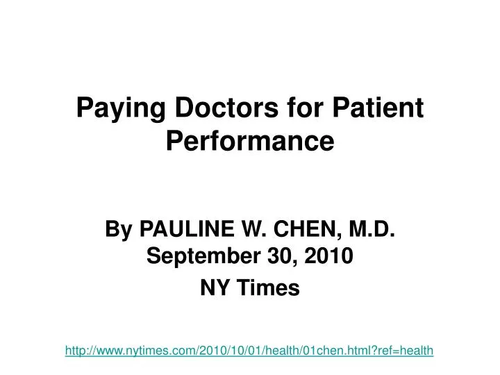 paying doctors for patient performance
