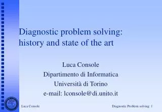Diagnostic problem solving: history and state of the art