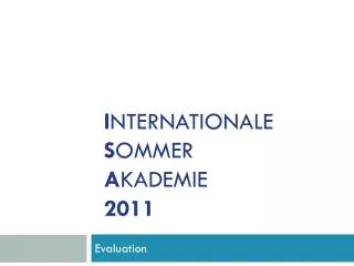 i nternationale s ommer a kademie 2011