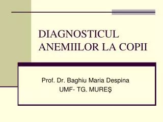 diagnosticul anemiilor la copii