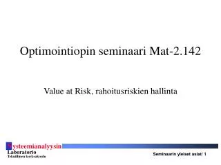 optimointiopin seminaari mat 2 142
