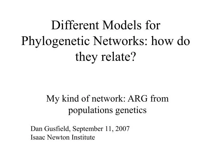 different models for phylogenetic networks how do they relate