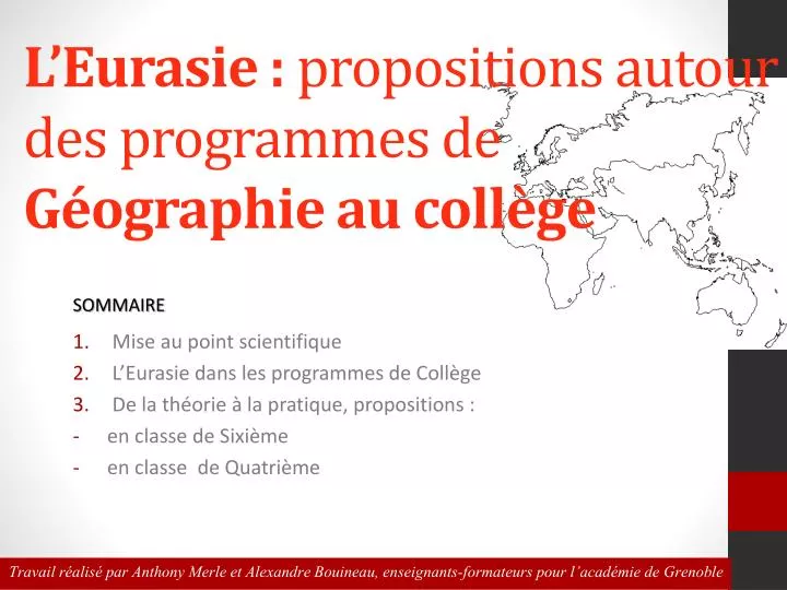 l eurasie propositions autour des programmes de g ographie au coll ge