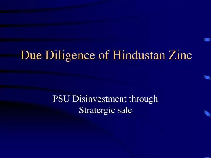 due diligence of hindustan zinc