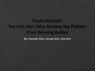 Frank McCourt: The Irish Man Who Became the Pulitzer-Prize Winning Author