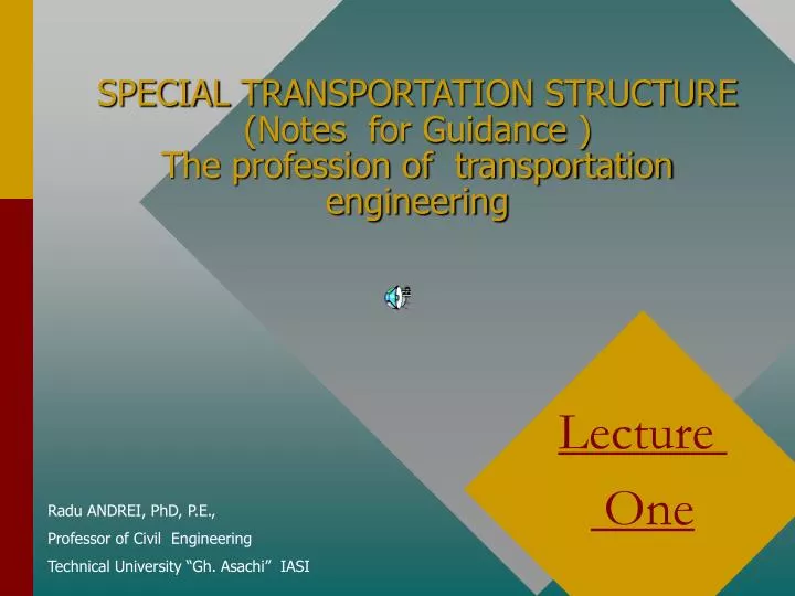 special transportation structure notes for guidance the profession of transportation engineering