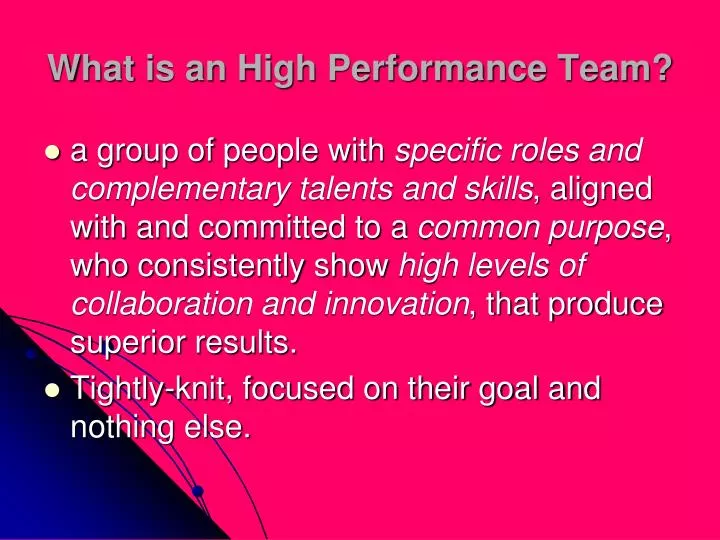 what is an high performance team