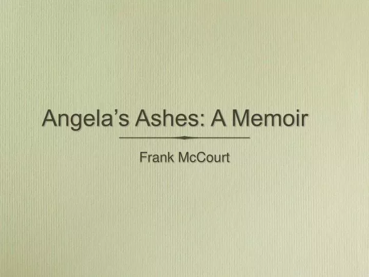 angela s ashes a memoir