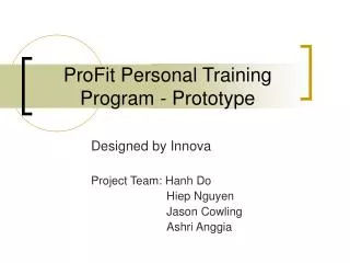 ProFit Personal Training Program - Prototype