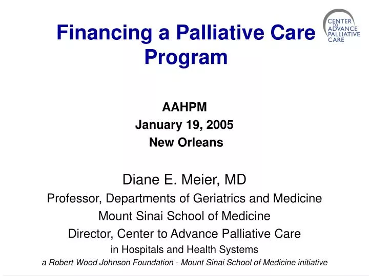 financing a palliative care program