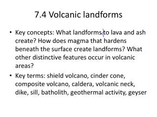 7.4 Volcanic landforms