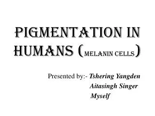 Pigmentation in humans ( melanin cells )