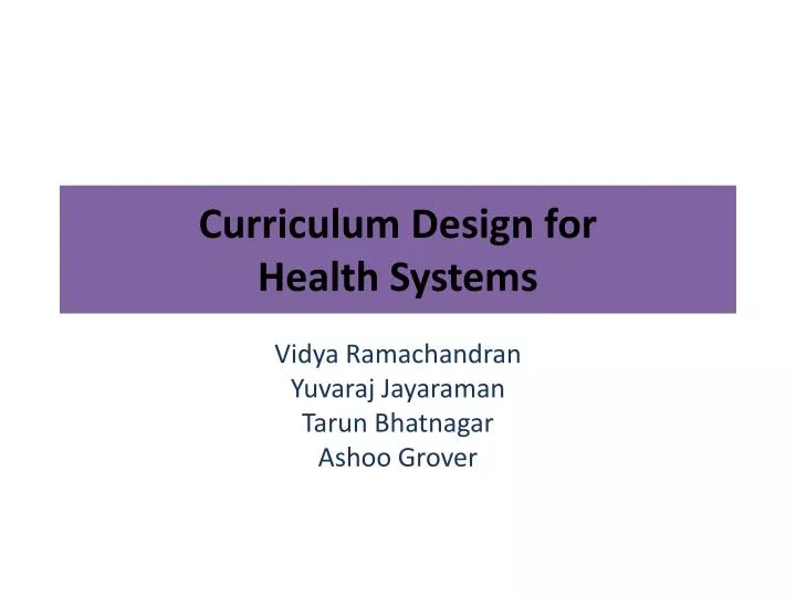 curriculum design for health systems