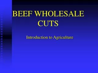 BEEF WHOLESALE CUTS