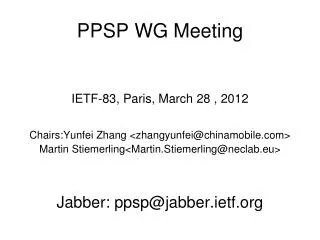 PPSP WG Meeting