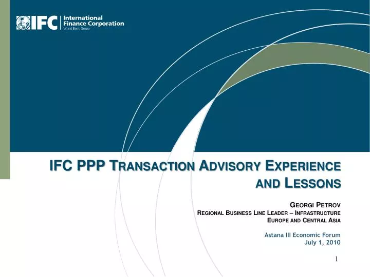 ifc ppp transaction advisory experience and lessons