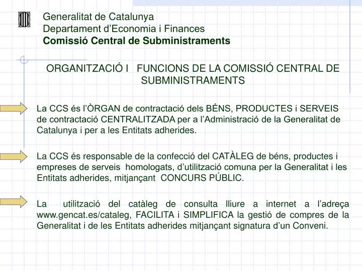 generalitat de catalunya departament d economia i finances comissi central de subministraments