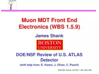 Muon MDT Front End Electronics (WBS 1.5.9)