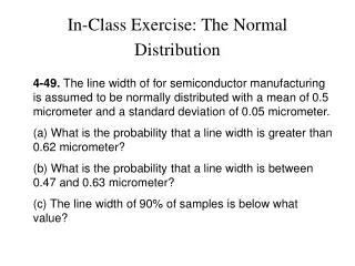 In-Class Exercise: The Normal Distribution