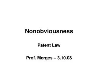 Nonobviousness