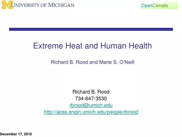 extreme heat and human health richard b rood and marie s o neill