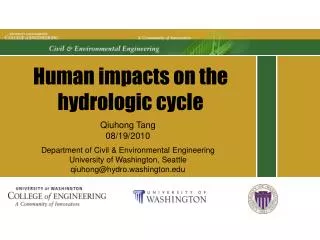 Human impacts on the hydrologic cycle