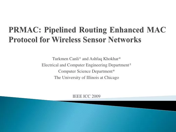 prmac pipelined routing enhanced mac protocol for wireless sensor networks
