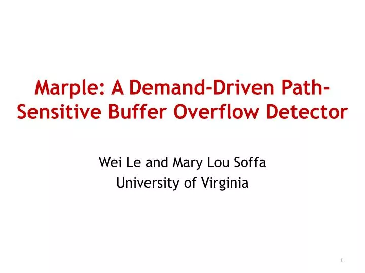 marple a demand driven path sensitive buffer overflow detector