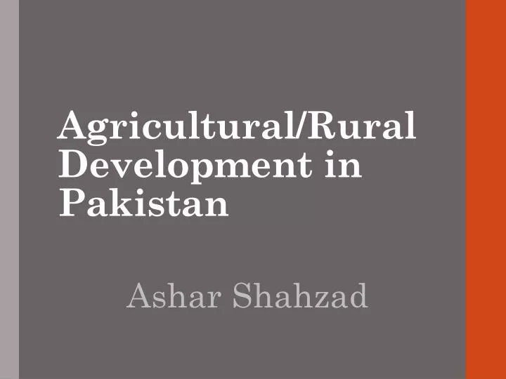 agricultural rural development in pakistan