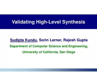 Validating High-Level Synthesis