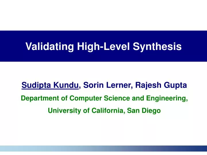 validating high level synthesis