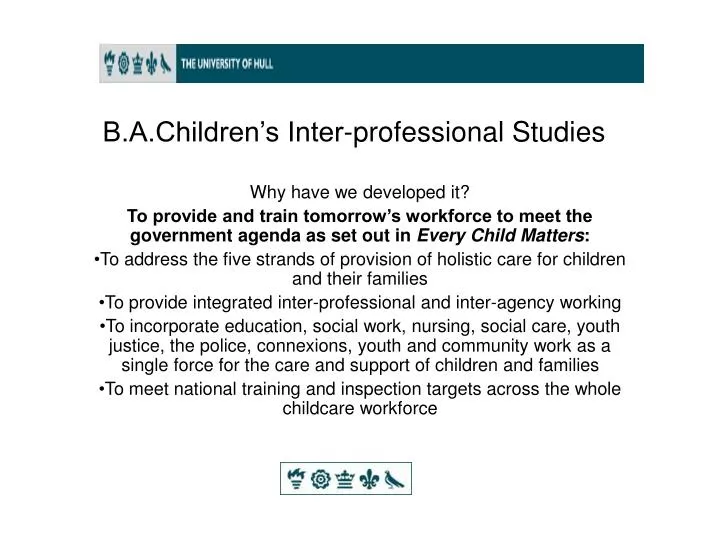 b a children s inter professional studies