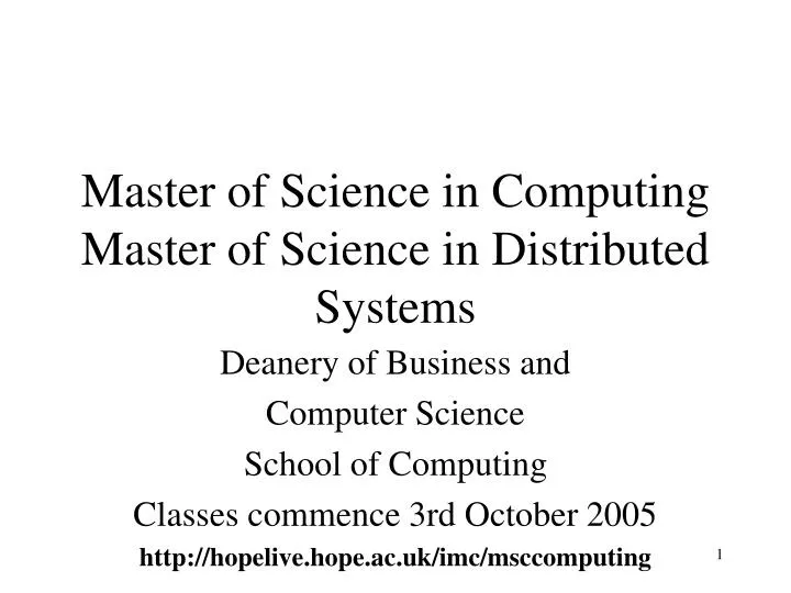 master of science in computing master of science in distributed systems