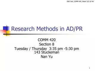 Research Methods in AD/PR