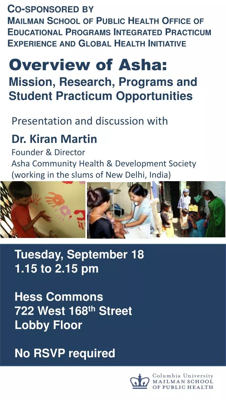 overview of asha mission research programs and student practicum opportunities