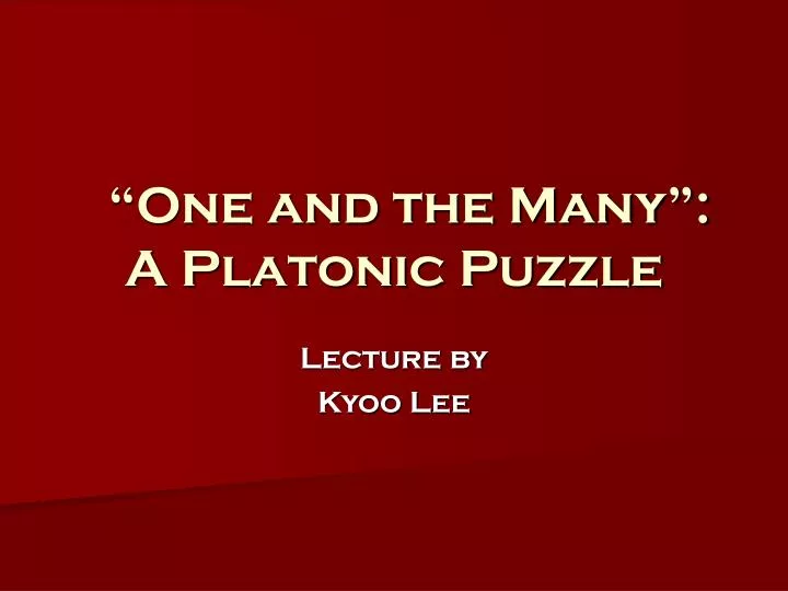 one and the many a platonic puzzle