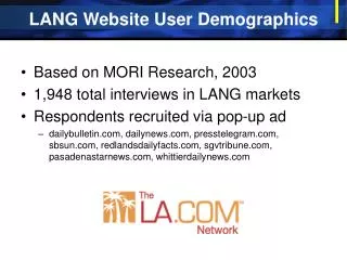 LANG Website User Demographics