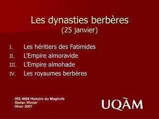 les dynasties berb res 25 janvier