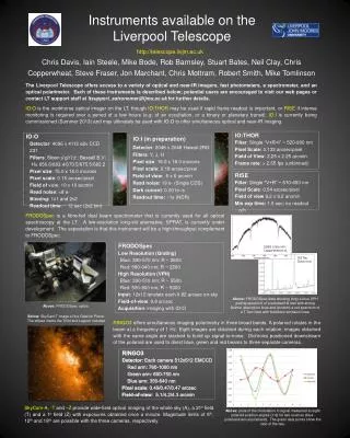Instruments available on the Liverpool Telescope